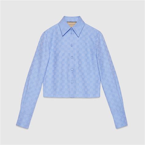 chemise gucci homme bleu|Chemise en coton Oxford GG Supreme en bleu clair .